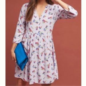 Anthropologie Maeve Juno Lilac Floral Dress size L